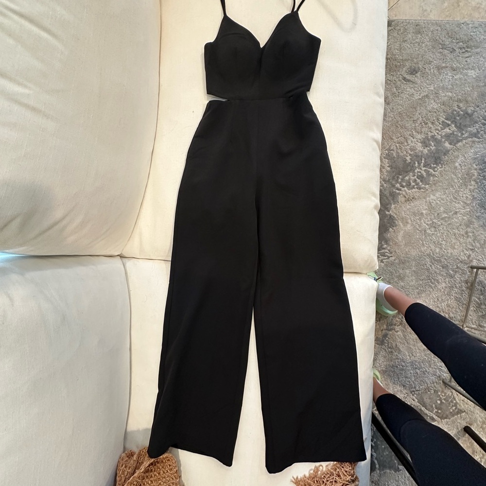 Love Bonito Padded Black Women's Jumpsuit with side cutouts